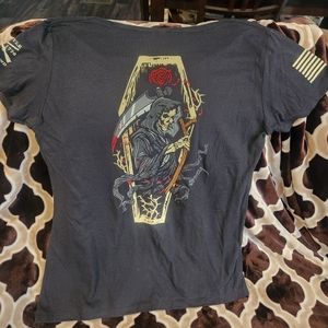 Grunt Style Women's V Neck Black 3x 3xl Grim Reaper